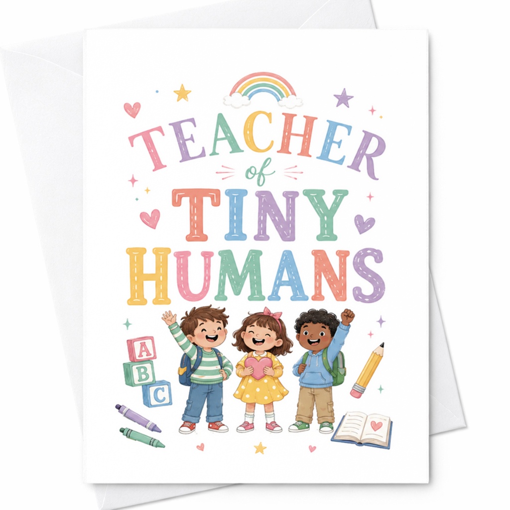 Teacher Of Tiny Humans Cute Thank You Card For Teachers Appreciation Day Sweet Classroom Greeting Card For Educators C2198