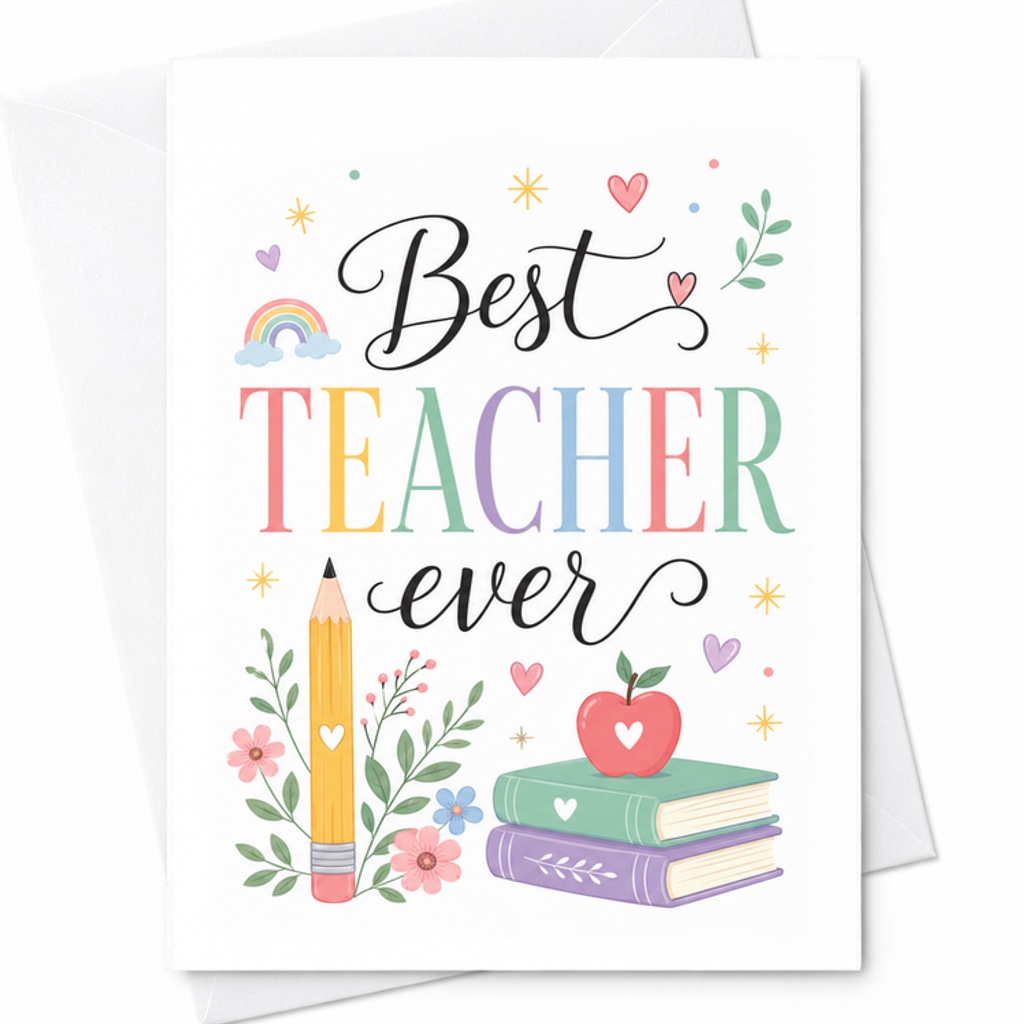 Best Teacher Ever Thank You Card Cute Appreciation Card For Teachers School Supplies Gift For Women Teachers Classroom Decor C2201