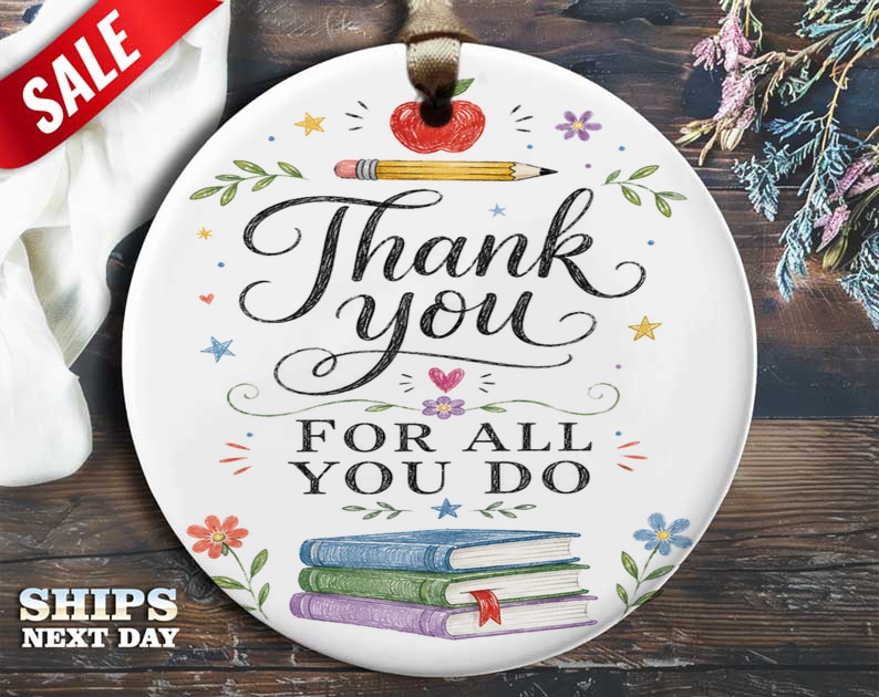 Thank You For All You Do Teacher Appreciation Card Cute Thank You Card For Teacher's Day End Of School Year Gift O2227