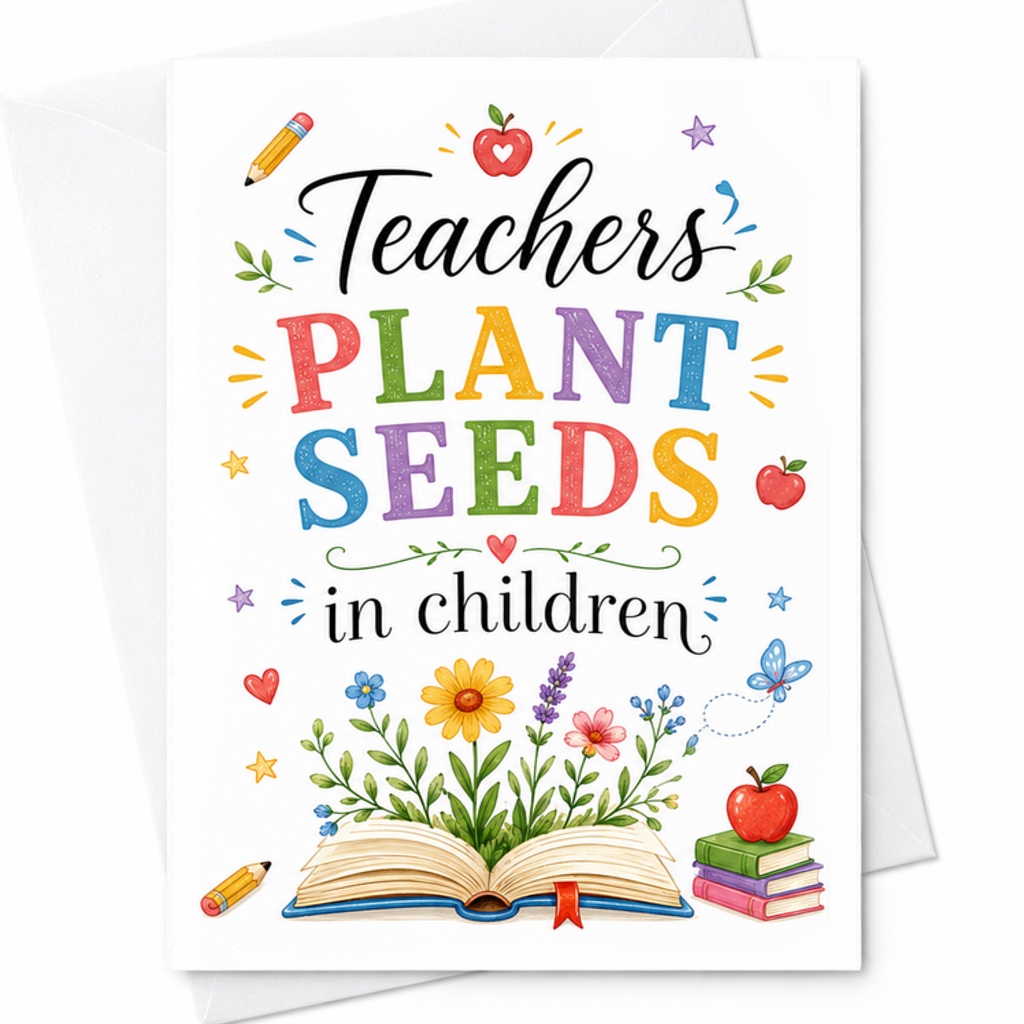 Teachers Plant Seeds In Children Inspirational Thank You Card For Teacher Appreciation Day Cute Classroom Decor Gift C2232