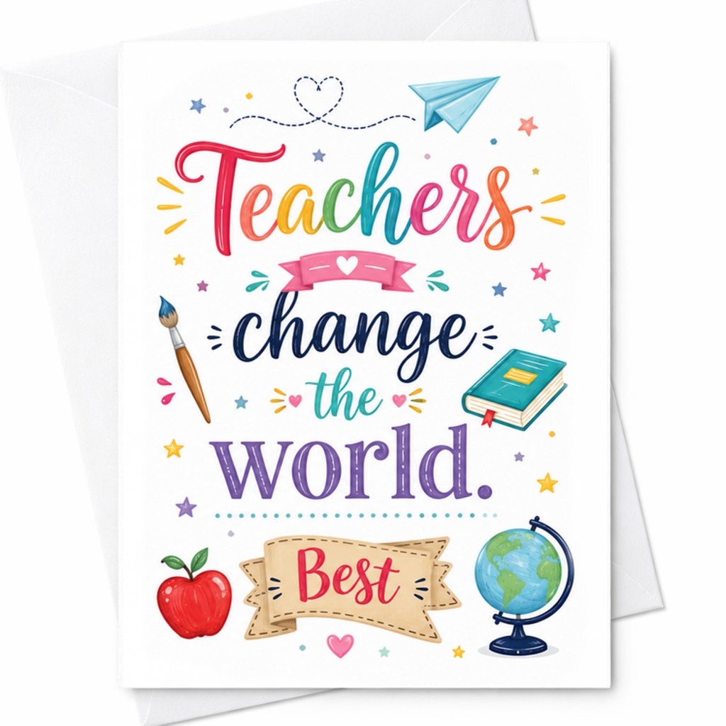 Teachers Change The World Best Teacher Appreciation Card Thank You Card For Educators Inspirational Gift For Teachers C2234