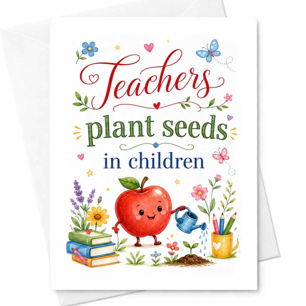 Teachers Plant Seeds In Children Cute Thank You Card For Teachers Appreciation Day Gift For School Educators Inspirational C2231