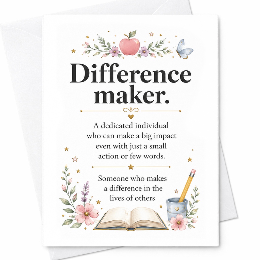 Difference Maker Inspirational Thank You Card Dedicated Individual Appreciation Teacher Mentor Encouragement Greeting Card C2263
