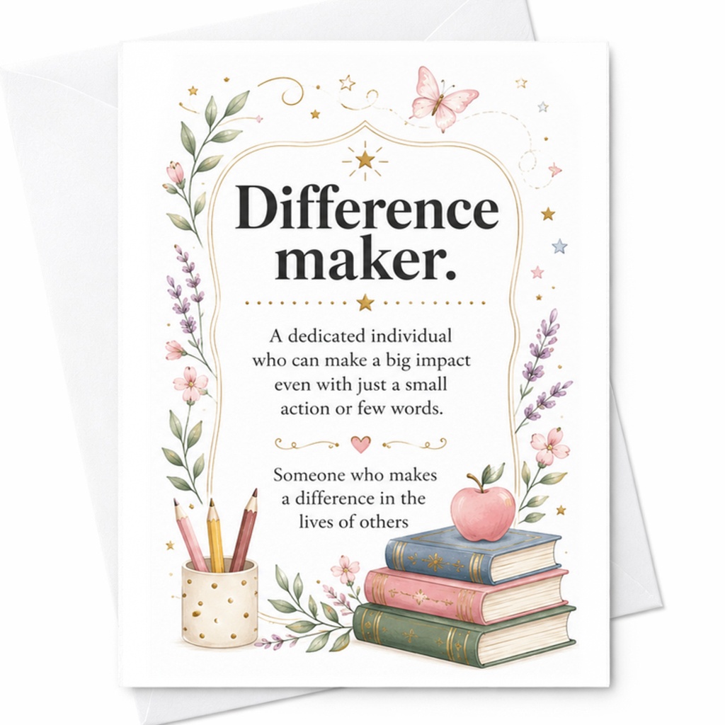 Difference Maker Inspirational Greeting Card Dedicated Individual Appreciation Card Teacher Mentor Thank You Card Impactful Gift C2264