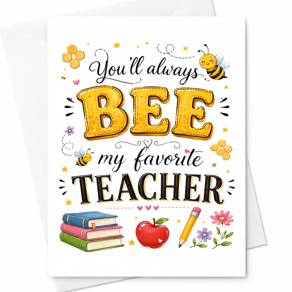 You'll Always Bee My Favorite Teacher Card Cute Thank You Card For Teacher Appreciation Day Sweet Classroom Gift C2269