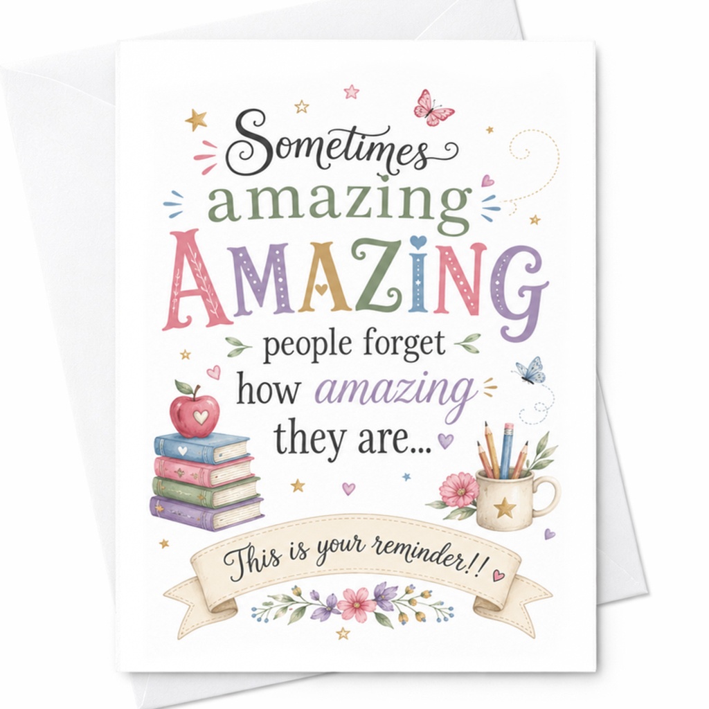 Sometimes Amazing People Forget How Amazing They Are This Is Your Reminder Card Teacher Appreciation Encouragement Card C2268