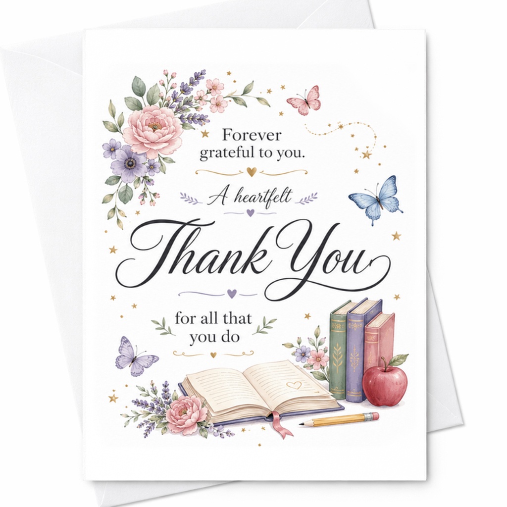 Forever Grateful To You A Heartfelt Thank You Card Appreciation Card For All That You Do Teacher Mentor Friend Floral Design C2272