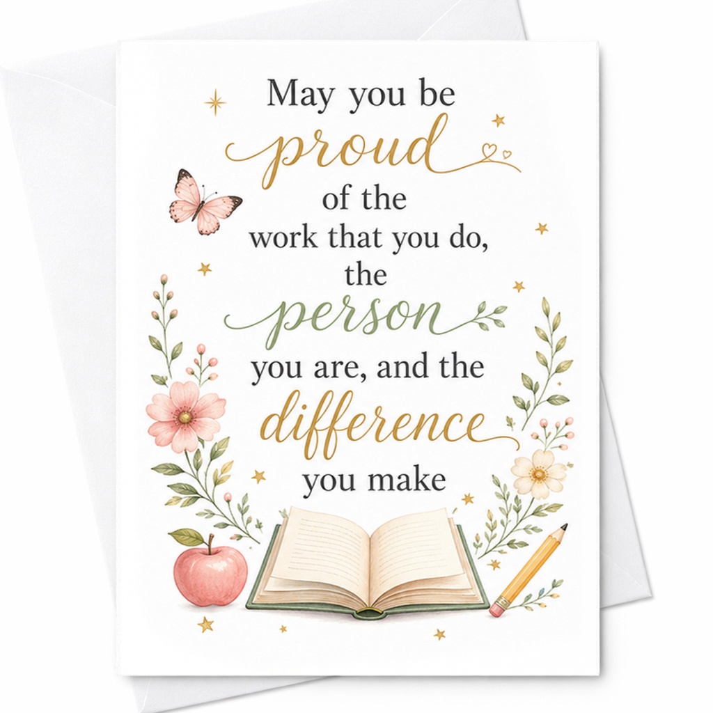 May You Be Proud Of The Work That You Do Teacher Appreciation Card Inspirational Greeting Card For Educators Thank You Card C2273