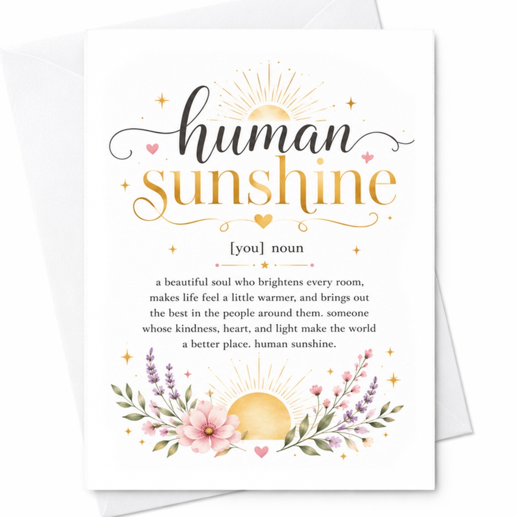 Human Sunshine Inspirational Card Birthday Card For Her Encouragement Card For Friend Mom Sister Uplifting Positive Message C2275