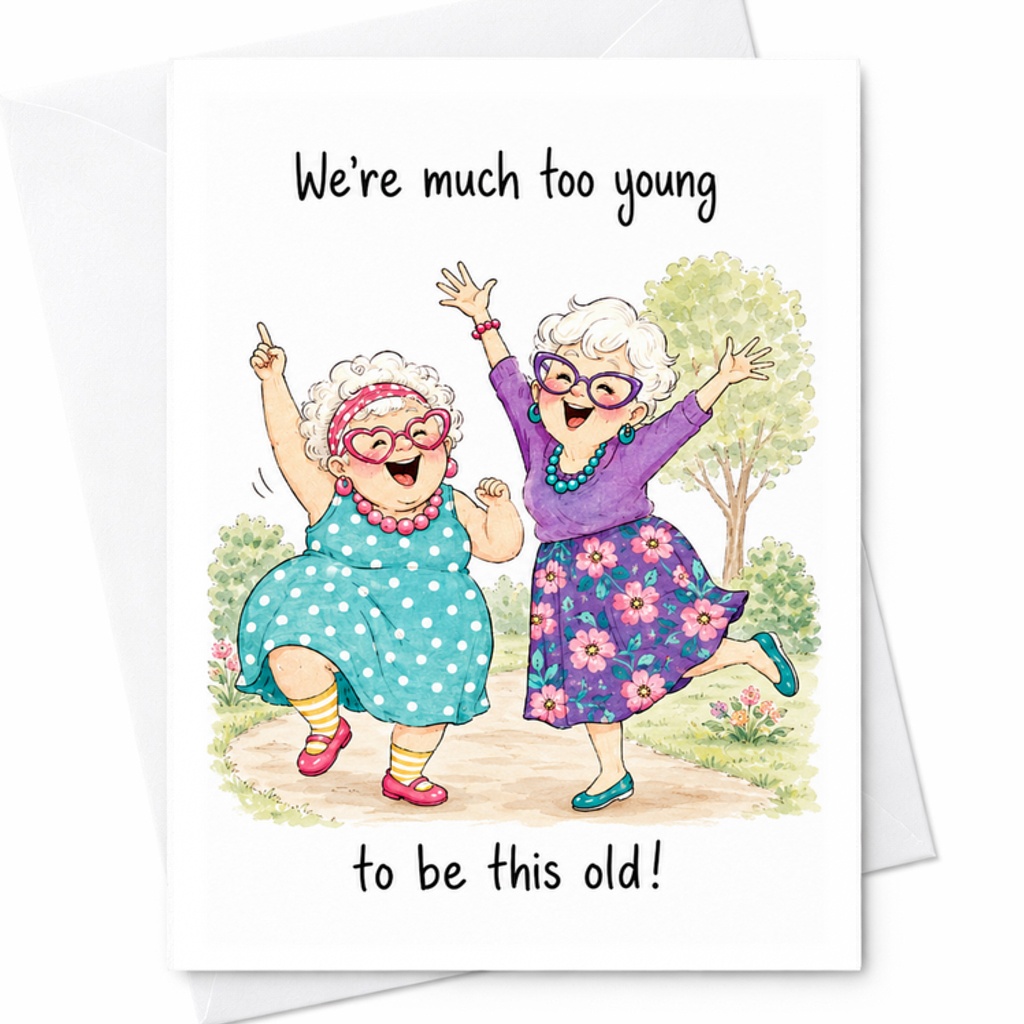 We're Much Too Young To Be This Old Funny Birthday Card For Grandma Cute Humorous Greeting Card For Her Celebration C2284