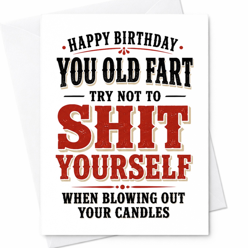 Happy Birthday You Old Fart Try Not To Shit Yourself Funny Birthday Card Humorous Greeting For Dad Grandpa Friend Adult Humor C2288
