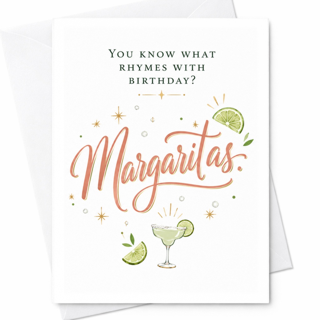 You Know What Rhymes With Birthday? Margaritas Funny Birthday Card Cute Celebration Card For Friends Party Humor C2291