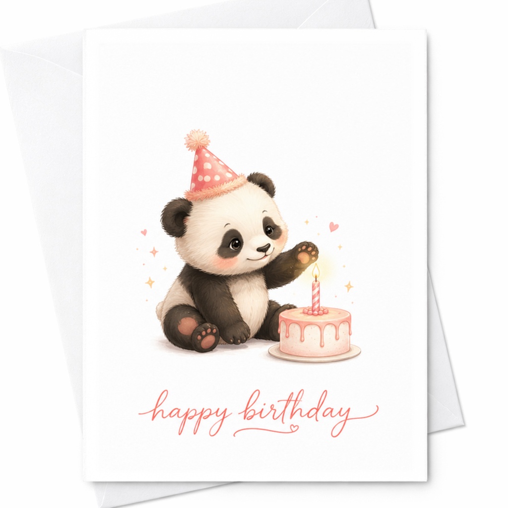 Happy Birthday 3d Pop-Up Card Cute Panda With Cake Birthday Card For Kids Adorable Animal Theme Celebration Greeting Card C2294