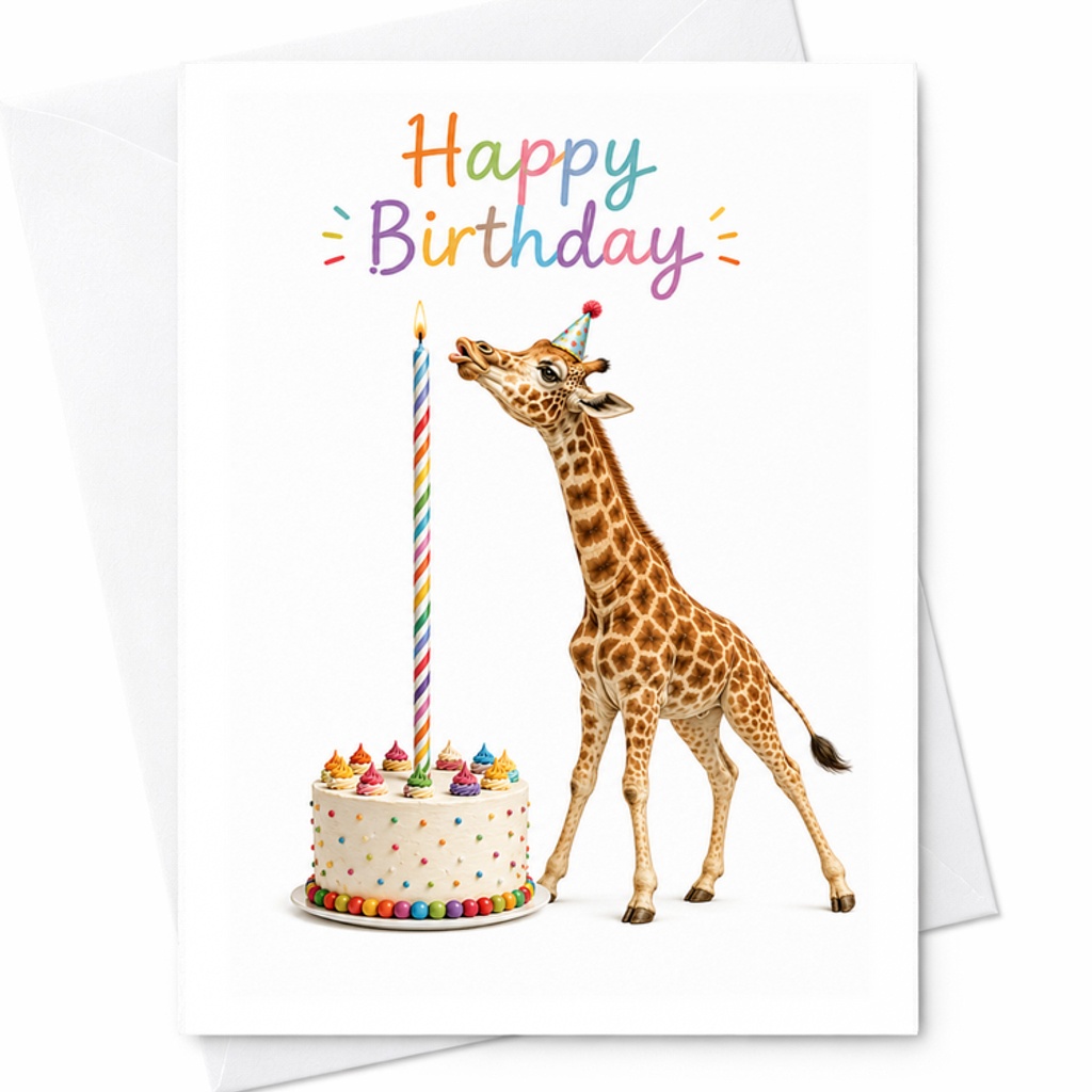 Happy Birthday Cute Giraffe Card Kids Birthday Card Colorful Animal Design Fun Party Celebration Card For Children C2304