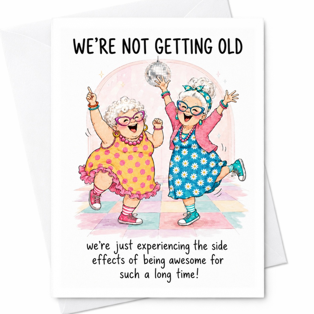 We'Re Not Getting Old Funny Women'S Birthday Card For Mom Grandma Bestie Cute Cartoon Pattern Celebration Card C2314