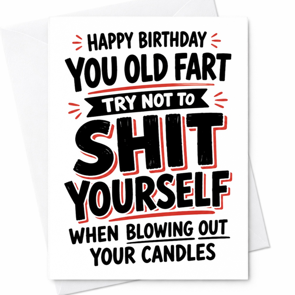Happy Birthday You Old Fart Try Not To Shit Yourself Funny Birthday Card For Him Or Her Humorous Greeting Card For Friends C2315