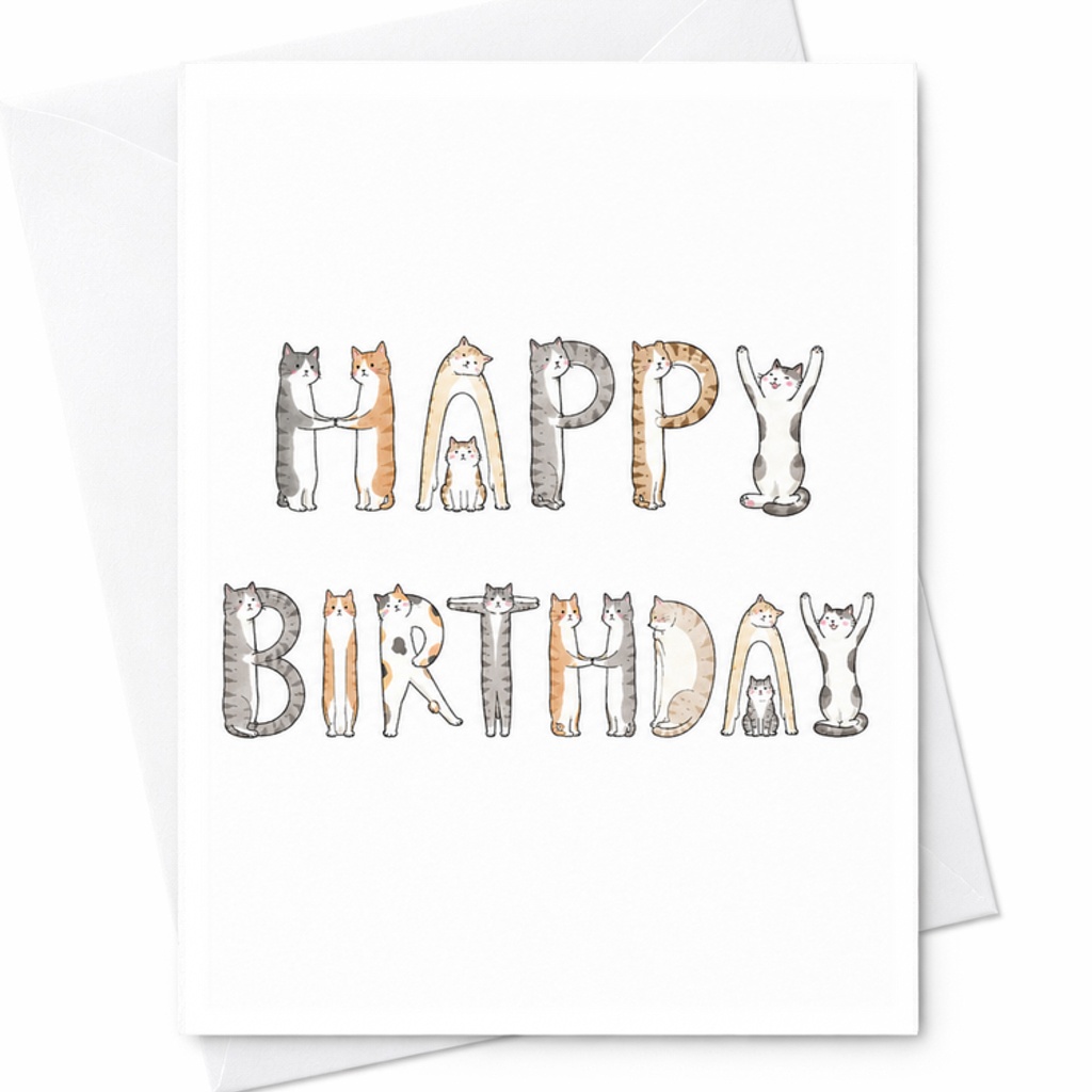 Happy Birthday Cat-Themed Birthday Card Cute Interactive Letter Design For Cat Lovers Fun Animal Greeting Card For Friends C2317