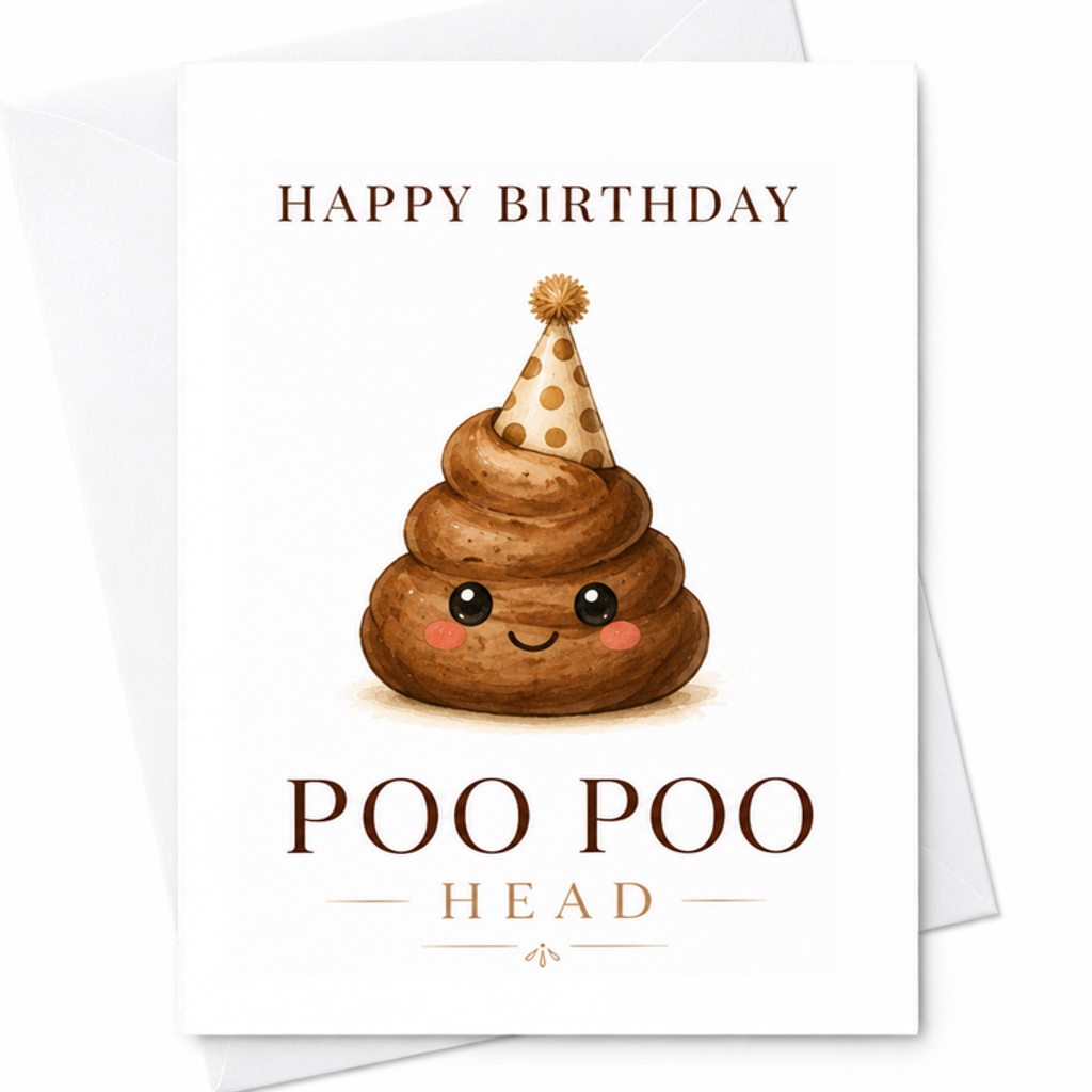 Happy Birthday Poo Poo Head Funny Birthday Card Silly Poop Design For Friends Office Party Humor Colleagues Celebration C2319