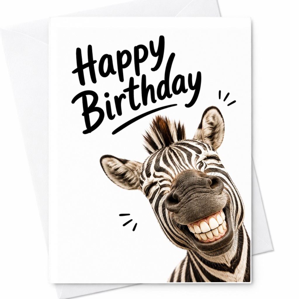 Happy Birthday Funny Greeting Card With Zebra Design Birthday Card For Friends Family Colleagues Cute Animal Birthday Card C2297