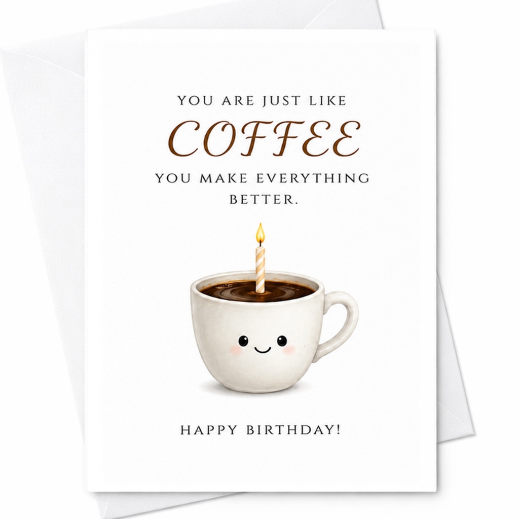 You Are Just Like Coffee You Make Everything Better Happy Birthday Card Coffee Lover Birthday Card Cute Greeting For Friends C2336