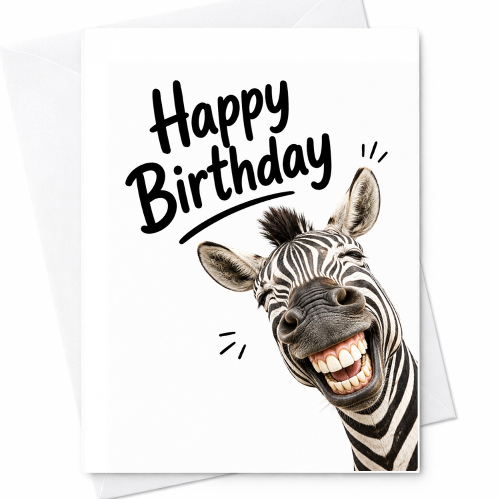 Happy Birthday Fun Zebra Birthday Card Animal Lovers Cute Greeting Card High-Quality Cardstock Funny Birthday Card For Everyone C2324