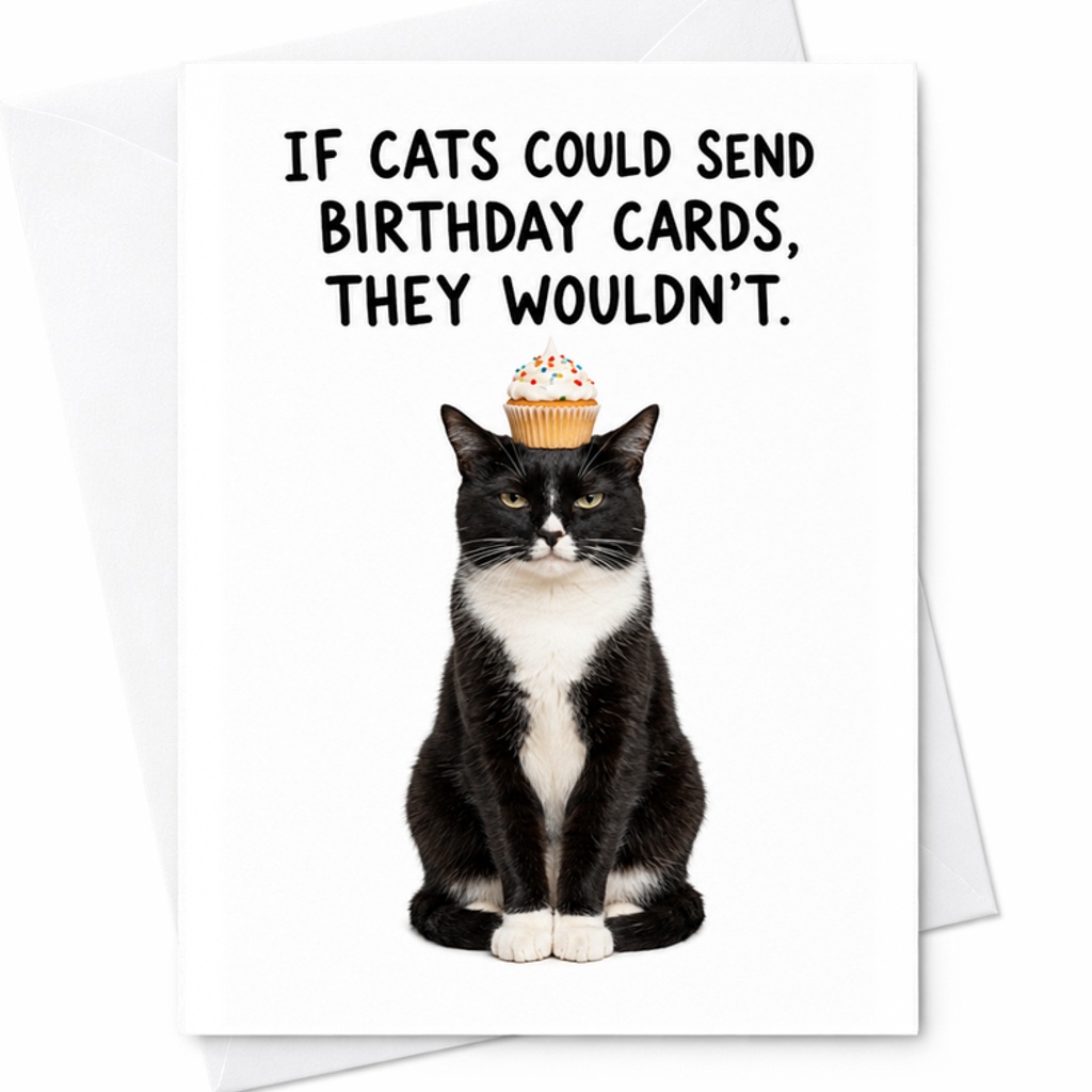 If Cats Could Send Birthday Cards, They Wouldn’T Funny Cat Birthday Card Cute Animal Humor For Cat Lovers With Cupcake Design C2329