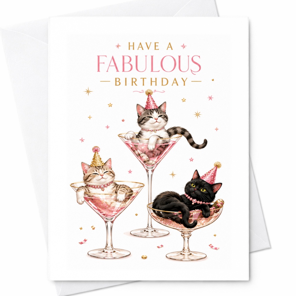 Have A Fabulous Birthday Card Funny Cat Lovers Pet Owners Cute Kittens Birthday Card For Friends Family Animal Party Theme C2330
