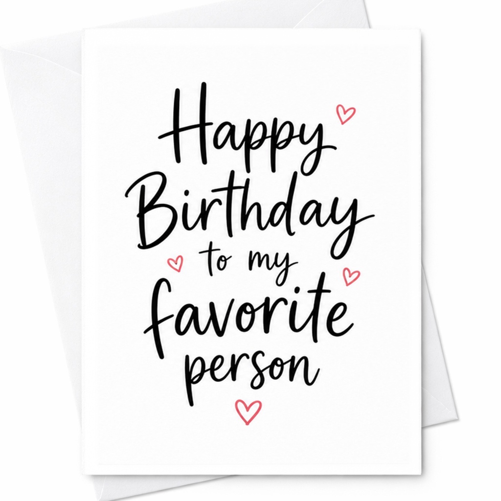 Happy Birthday To My Favorite Person Birthday Card Sweet Greeting For Family Friends Cute Heart Design With Envelopes C2339