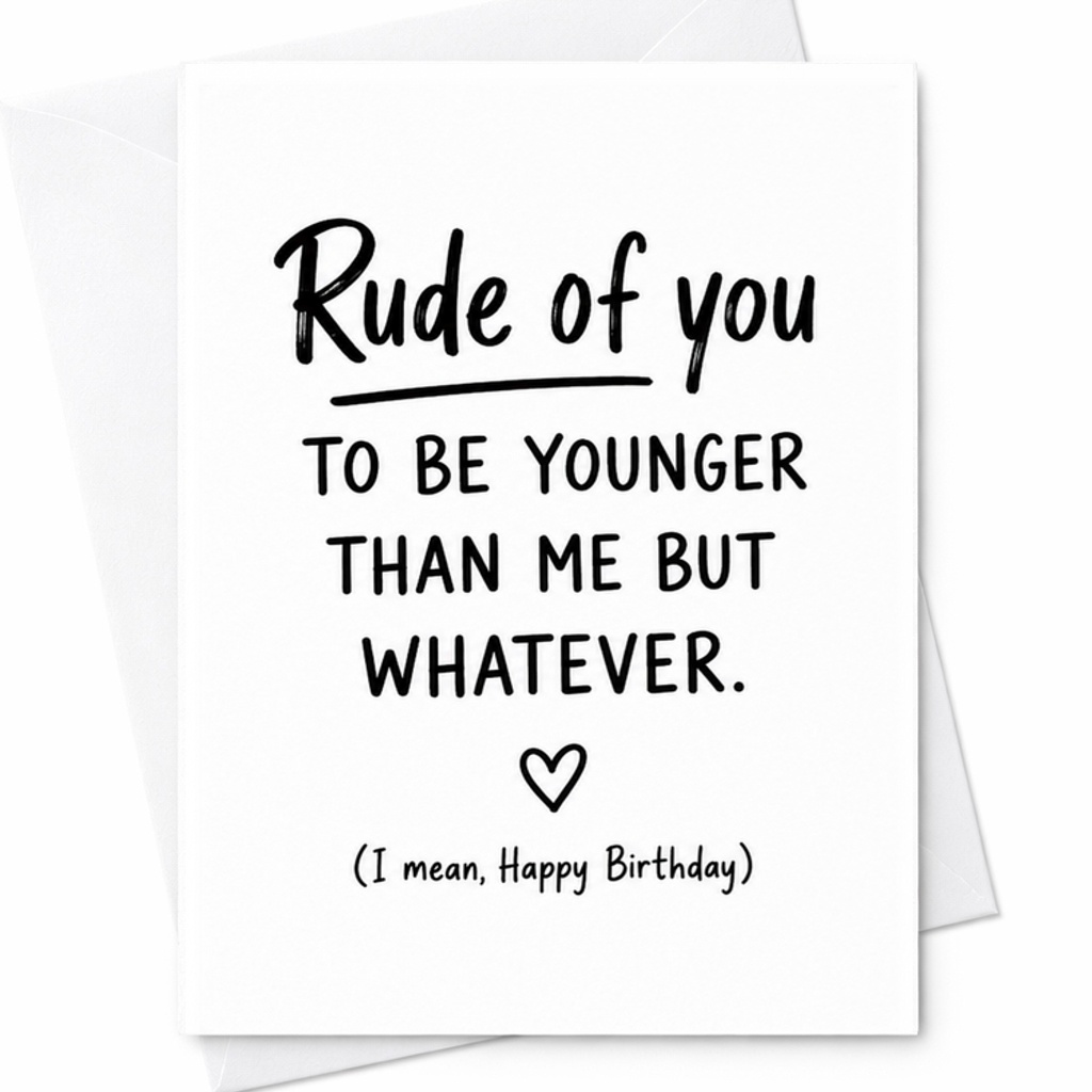Rude Of You To Be Younger Than Me But Whatever Funny Birthday Card For Friend Or Sibling Humorous Greeting Card For Birthday Celeb C2340