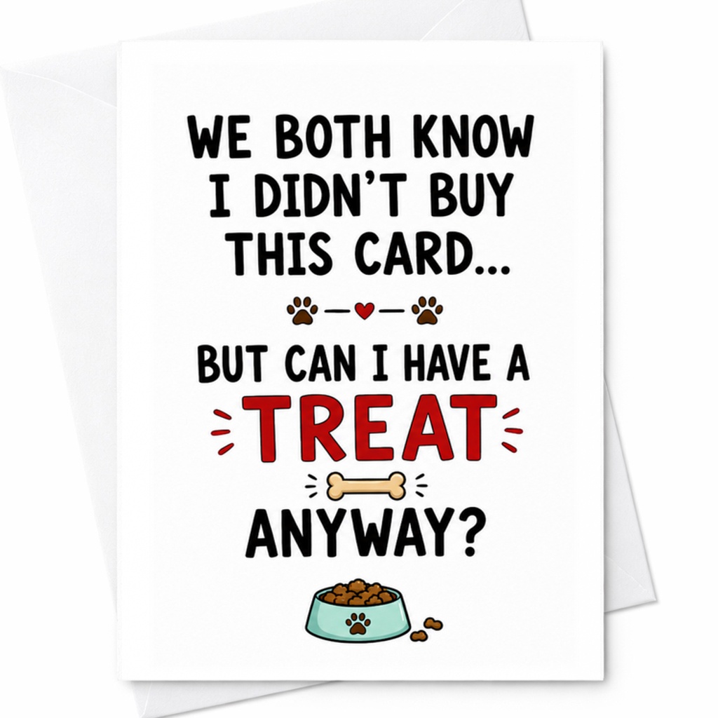 We Both Know I Didn'T Buy This Card But Can I Have A Treat Anyway Birthday Card Funny Dog Lover Pet Owner Animal Paw Print C2356