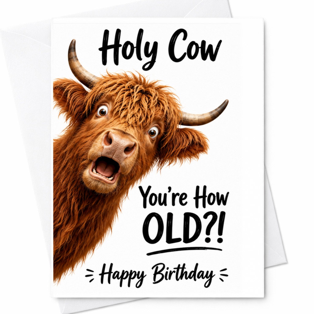 Holy Cow You'Re How Old?! Happy Birthday Funny Card Adorable Cow Design Birthday Card For Family Friends Cute Animal Humor C2357