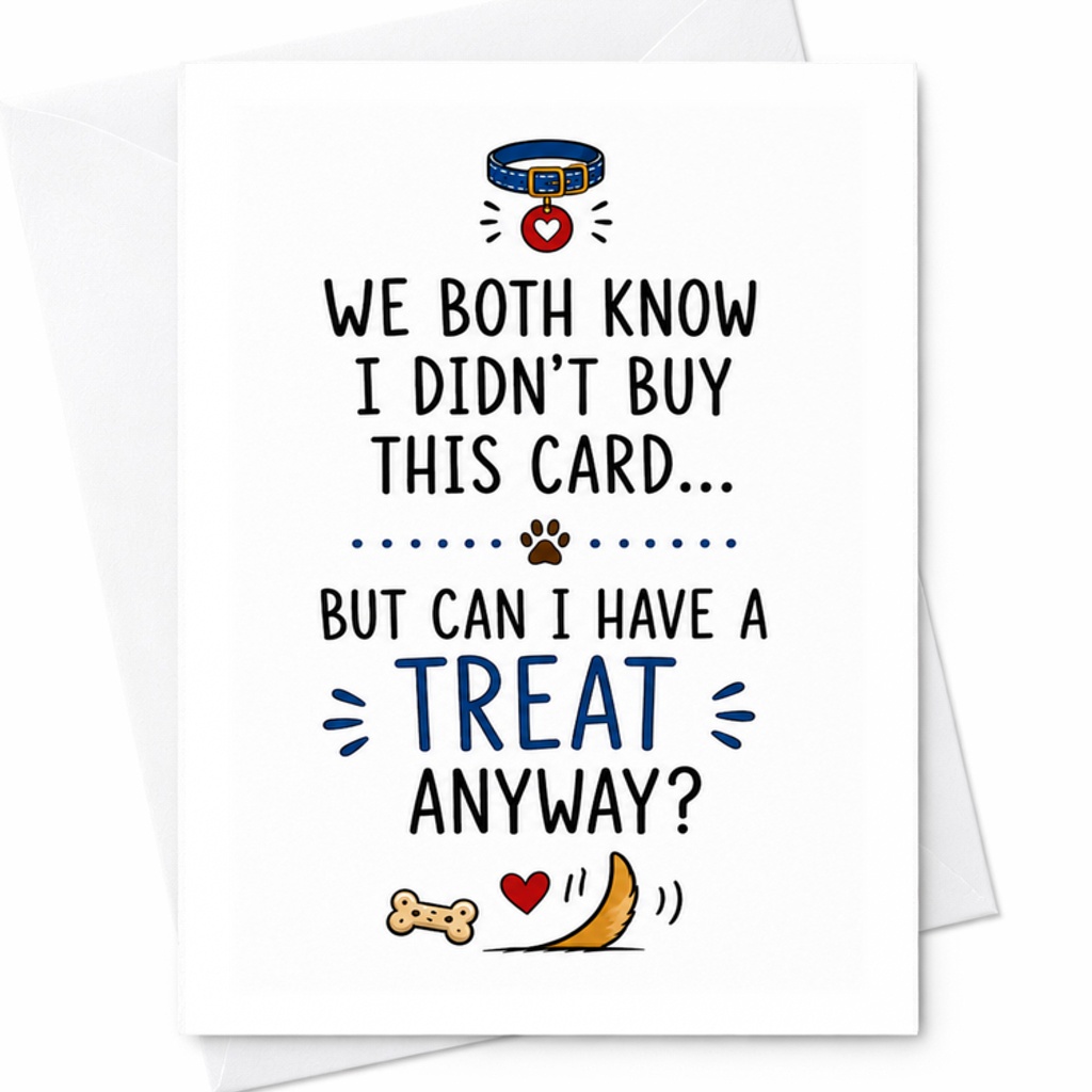 We Both Know I Didn'T Buy This Card But Can I Have A Treat Anyway Funny Dog Birthday Card Cute Pet Lover Greeting Card C2345