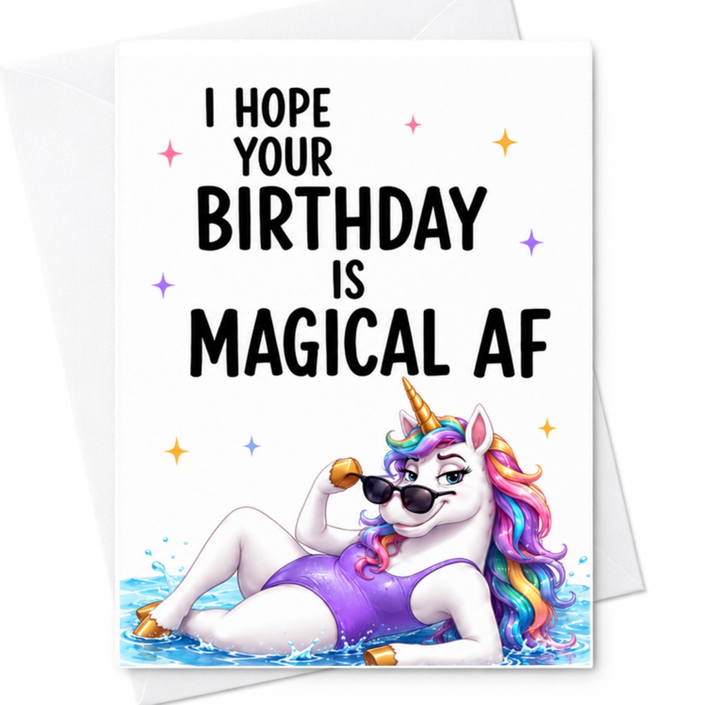 I Hope Your Birthday Is Magical Af Funny Birthday Card Unicorn Design Cute Greeting Card For Friends Family Celebration C2347