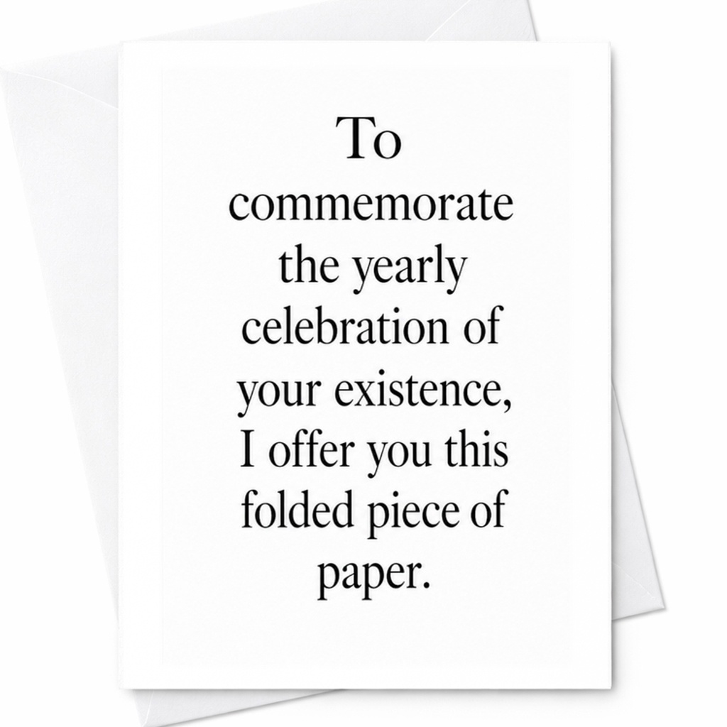To Commemorate The Yearly Celebration Of Your Existence, I Offer You This Folded Piece Of Paper Birthday Card Funny For Friend C2354
