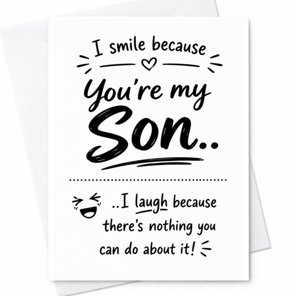 I Smile Because You'Re My Son I Laugh Because There'S Nothing You Can Do About It Funny Birthday Card From Mom Dad C2359