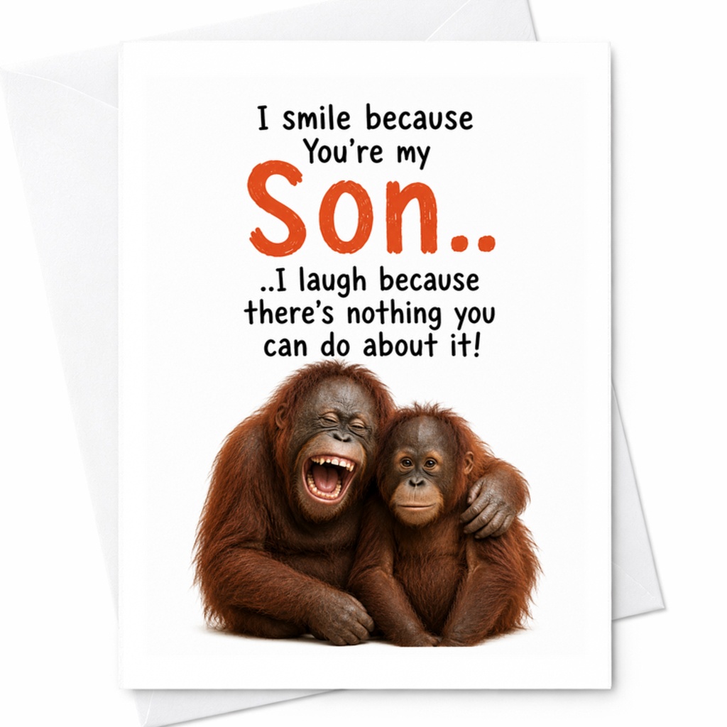 I Smile Because You'Re My Son I Laugh Because There'S Nothing You Can Do Funny Birthday Card From Mom Dad Cute Animal C2360