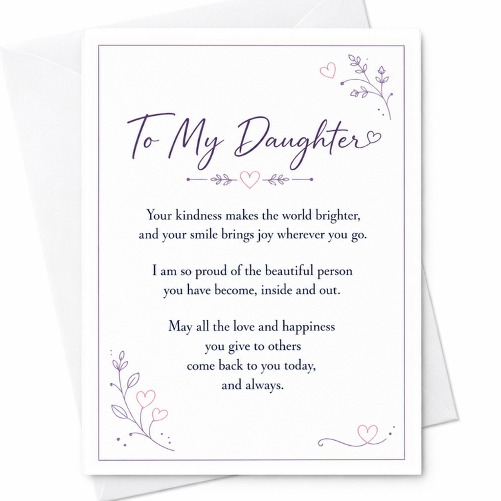 To My Daughter Sentimental Greeting Card Birthday Card Sweet Message For Daughter From Mom Dad Love And Happiness Wishes C2361