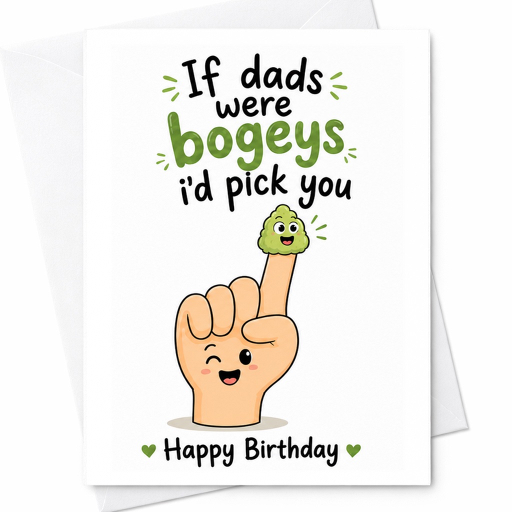 If Dads Were Bogeys I'D Pick You Funny Birthday Card For Dad Cute Humorous Greeting From Kids Son Daughter Special Dad Card C2371