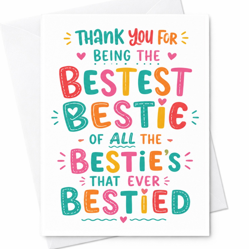 Thank You For Being The Bestest Bestie Of All The Bestie'S That Ever Bestied Friendship Card Funny Birthday Card For Friends C2374