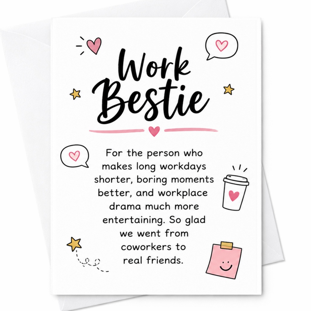 Work Bestie Friendship Card Cute Greeting Card For Coworker Appreciation Funny Office Friend Birthday Card Workplace Humor C2382