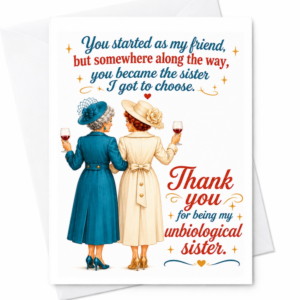 You Started As My Friend Thank You For Being My Unbiological Sister Card Friendship Appreciation Card For Best Friend Sister C2384