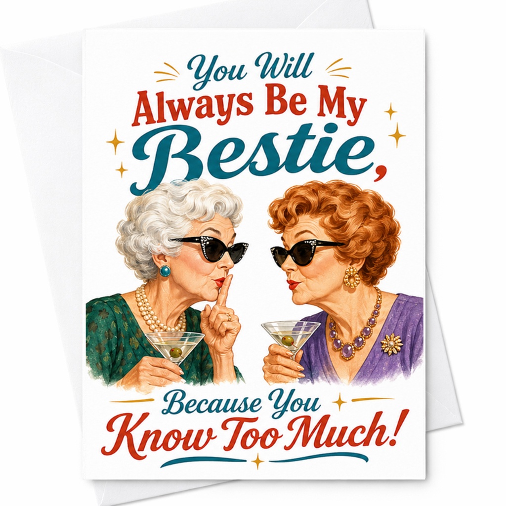 You Will Always Be My Bestie Because You Know Too Much Funny Friendship Card Best Friend Birthday Card Cute Bestie Gift C2380