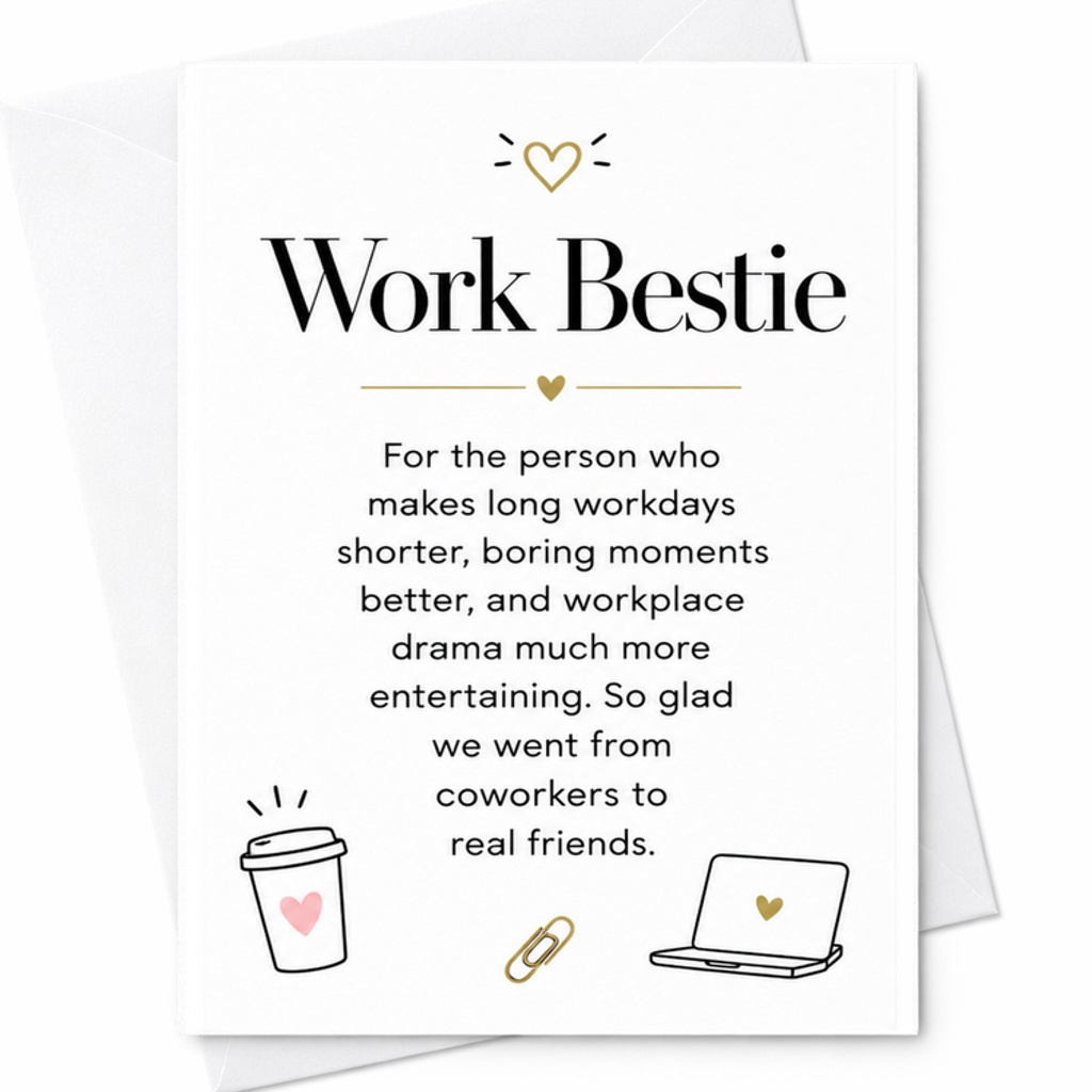 Work Bestie Card Funny Friendship Card For Colleagues Friends Appreciation Card For Coworkers Office Humor Thank You Card C2381