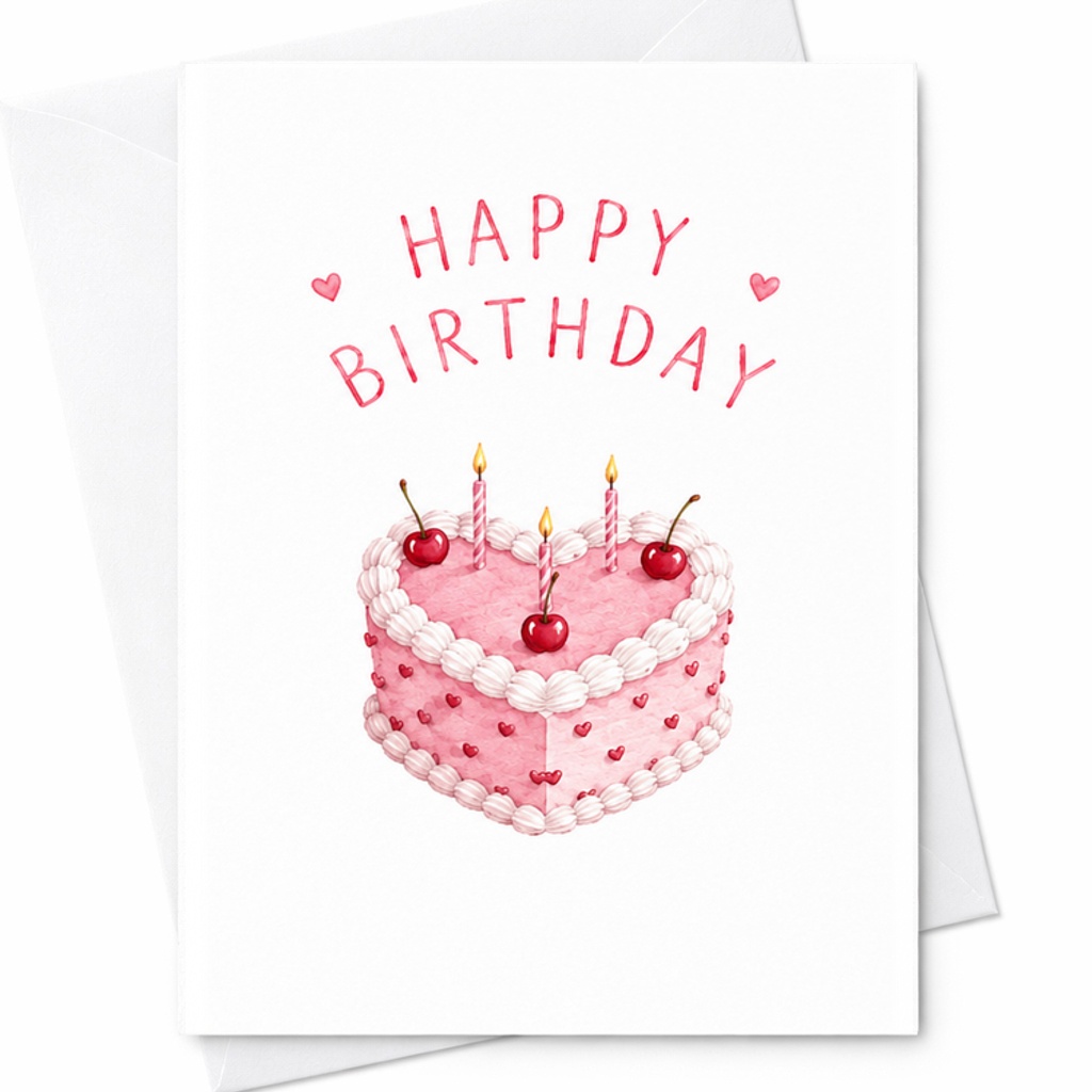 Happy Birthday  Card Sweet Cake Design Birthday Card For Him Her Daughter Niece Fun Surprise Multilingual Greeting C2404