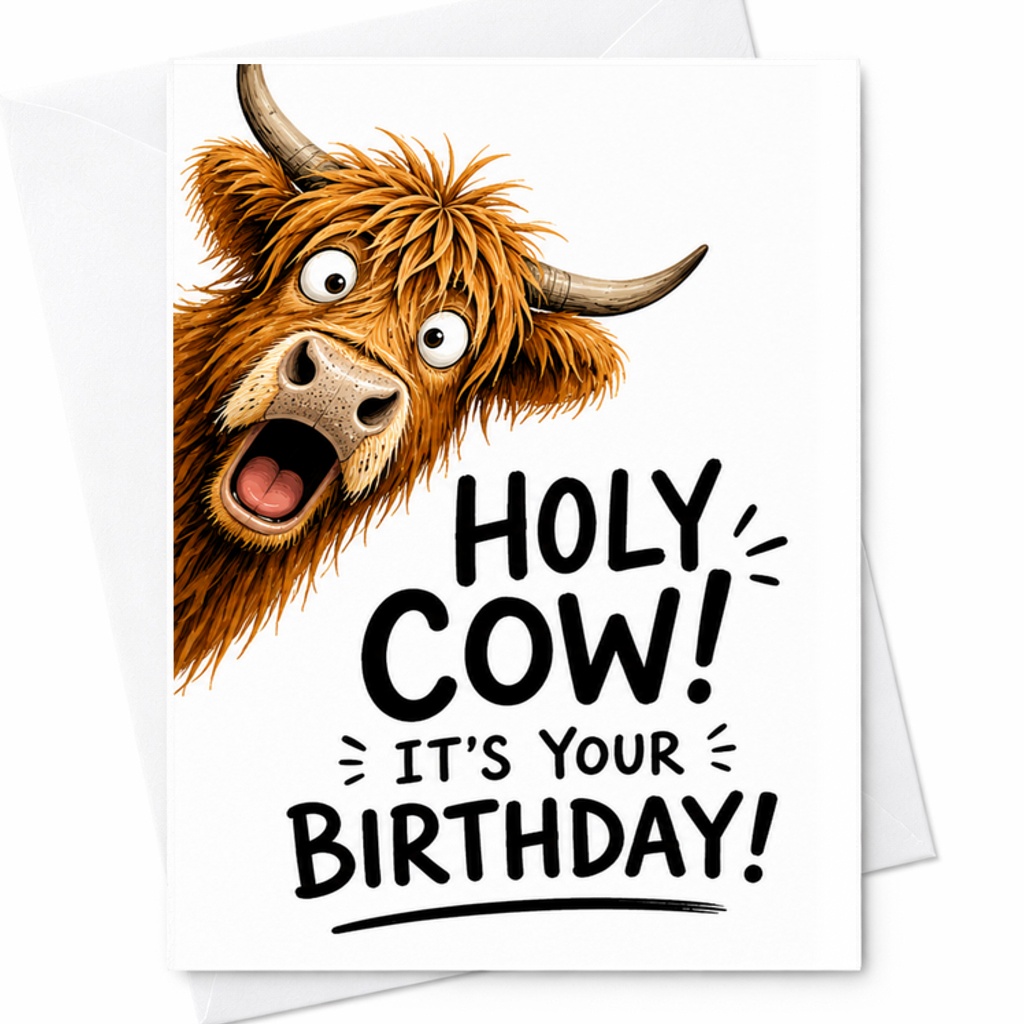 Holy Cow! It'S Your Birthday! Funny Birthday Card Cute Animal Design Birthday Card For Friends Family Cow Lovers C2402