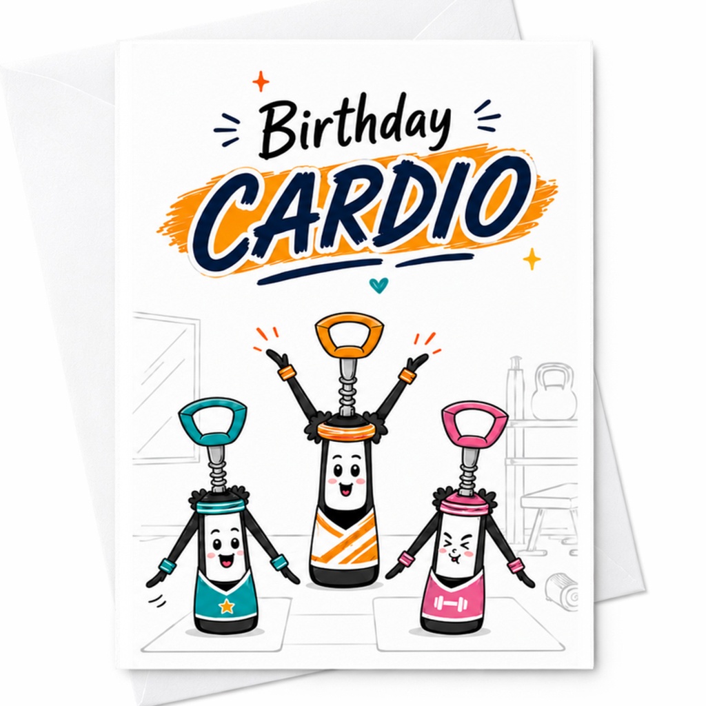 Birthday Cardio Birthday Card Funny Fitness Themed Greeting Card For Friends Gym Lovers Cute Workout Birthday Card C2406
