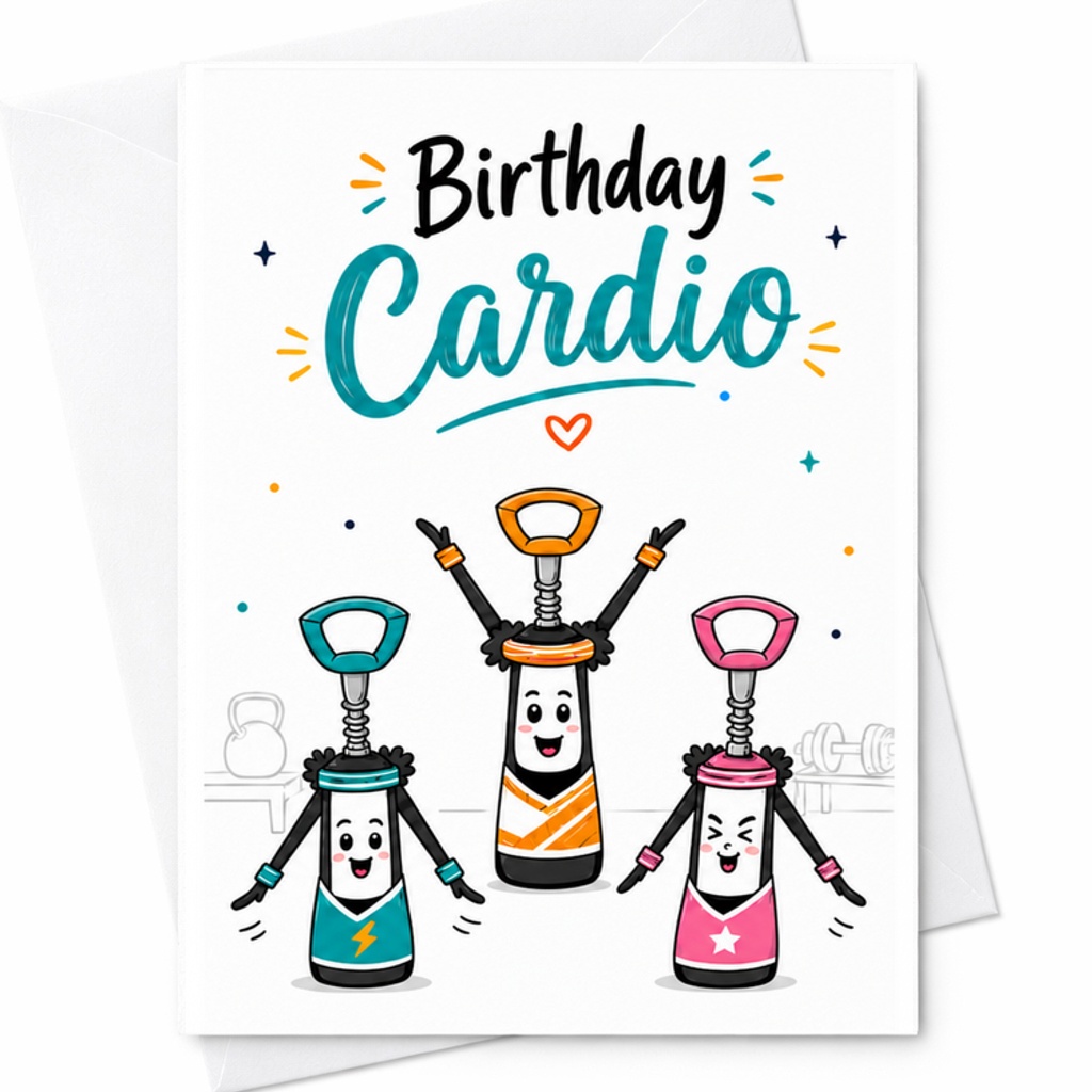 Birthday Cardio Funny Birthday Card Cute Workout Theme Birthday Greeting Card For Friends Family Fitness Lovers With Envelopes C2405