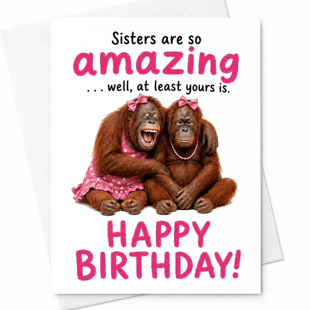 Sisters Are So Amazing Well At Least Yours Is Happy Birthday Funny Sister Birthday Card From Brother Or Sister Cute Animal Theme C2417