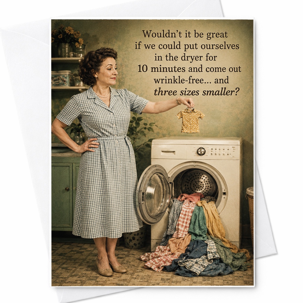Wouldn'T It Be Great If We Could Put Ourselves In The Dryer Funny Birthday Card For Friends Family Celebration Humor C2426