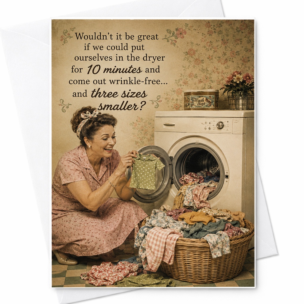 Wouldn'T It Be Great If We Could Put Ourselves In The Dryer Funny Birthday Card For Friends Family Humorous Greeting Card C2427